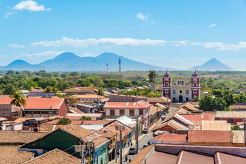View from the Roof of Basilica of Assumption of the Blessed Virgin Mary in Leon - Nicaragua - obrazy, fototapety, plakaty