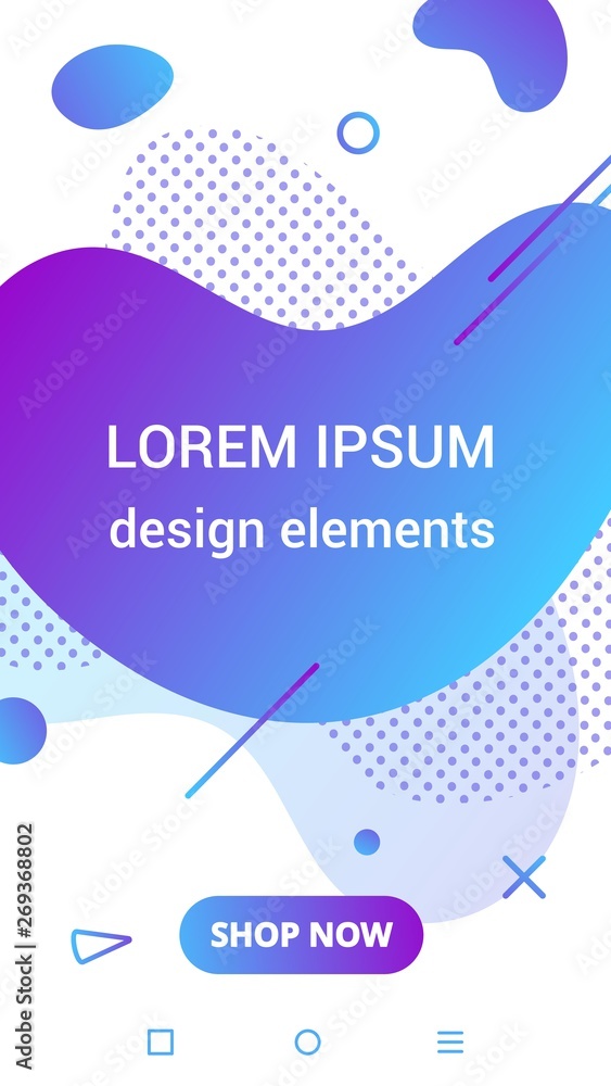 Poster modern vertical mobile liquid abstract shape gradient memphis style design fluid vector colorful ill