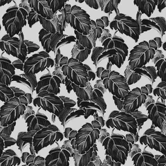 bush drawing of black leaves with white lines on a light blue color © dnapslvsk