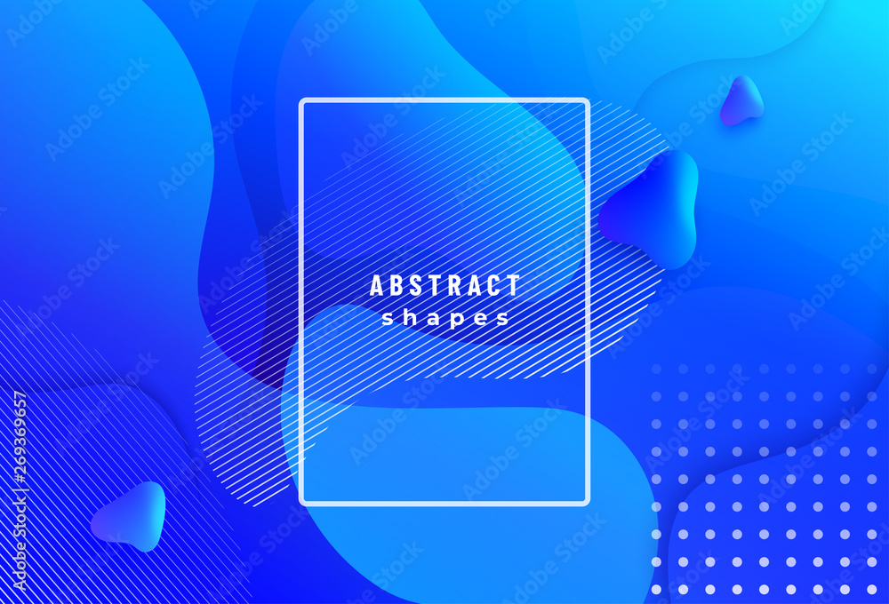 Poster gradient geometric background with fluid liquid shapes in motion dynamic style. vector pattern desig