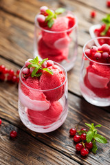 Frozen homade sorbet with red currant