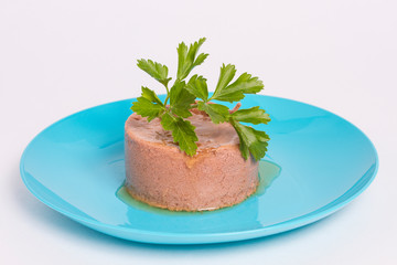 bowl with pate for animals on a white background