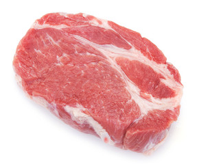 Raw pork on white background