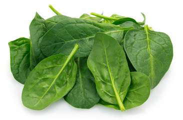 Fresh spinach on white background