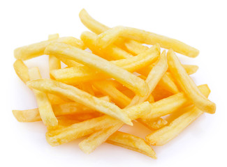 Fried potato on white background