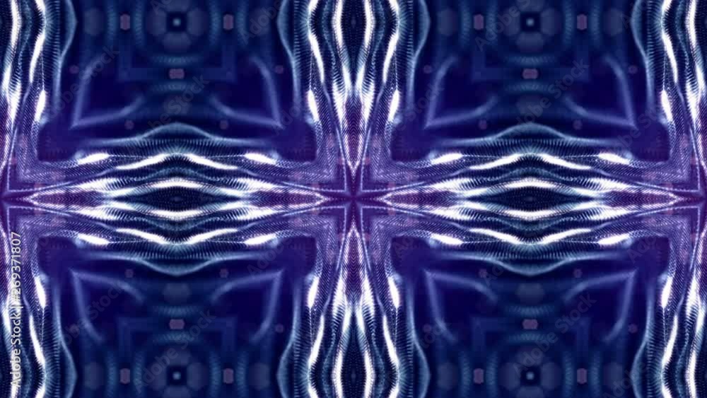 Aufkleber glow particles form sci-fi cosmic background. looped 3d animation. blue symmetrical structures ver 2