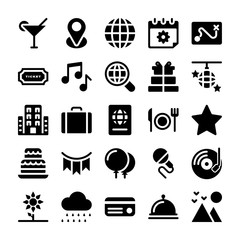 Naklejka premium Holidays and Vacations Solid Icons Pack