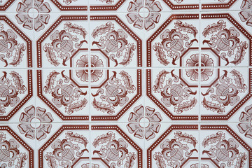 Portugese decorative tiles in the old house 