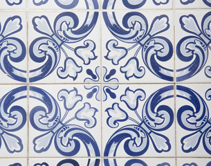 Portugese decorative tiles in the old house 