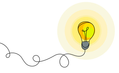 Light bulb, creative idea and innovation, vector illustration in flat style.