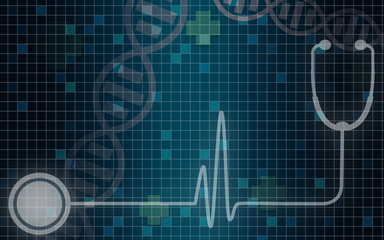 Stethoscope with a heart beat cardiogram