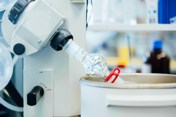 Rotary Evaporator preparing sample solution at modern laboratory