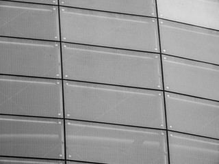 Rectangle glass wall close up view