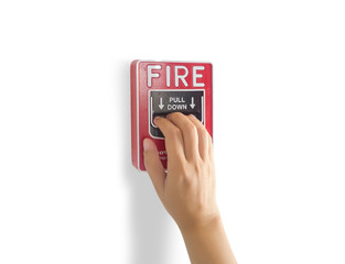 fire alarm notification appliance, hand pull down fire alarm system switch on the wall by manual...