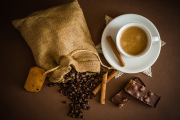 cup of coffee and beans