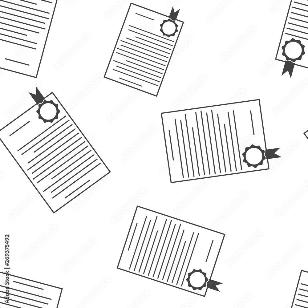 Poster vector icon of contract with stamp. icon important document pattern on a white background.