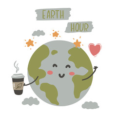 Cute cartoon Earth Day vector illustration