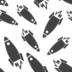 Vector icon flying rocket. Rocket Icon seamless pattern on a white background.