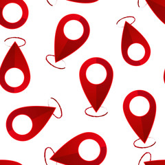 Vector image  positioning on the map. Mark icon. Red icon location drop pin seamless pattern on a white background.