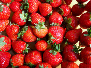 Fresas vistas desde arriba. Mercado