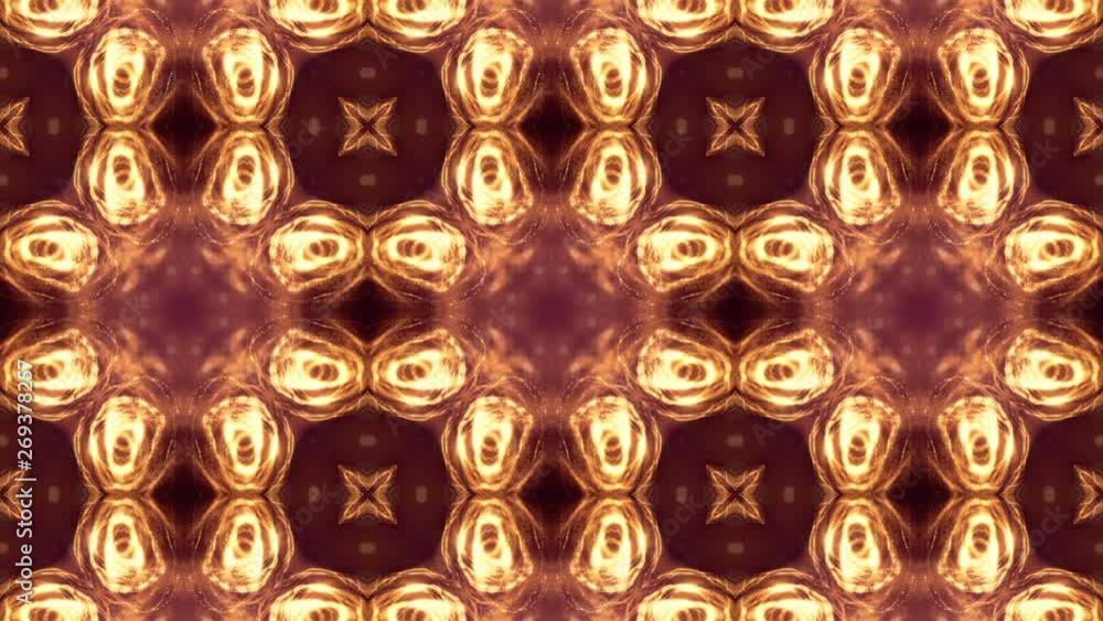Poster glow particles form sci-fi background. looped 3d animation. golden red symmetrical structures ver 4