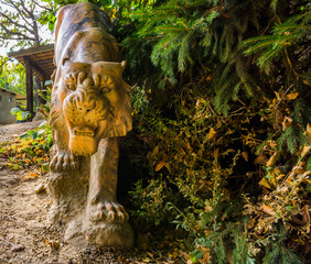 beautiful sculpted stone tiger statue, garden animal decorations