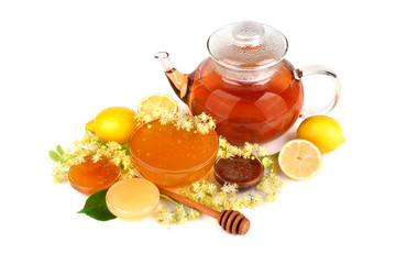 Herbal tea  and linden honey