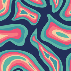 Vector illustration of multicolored spots on a dark background. Drops paint on multicolour abstract background. Vector illustration seamless pattern. The design of the greeting template. Flat design