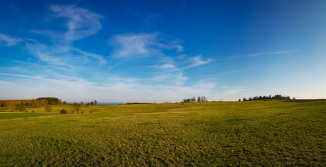 scenic panorama view of natural landscape under a cloudy sky