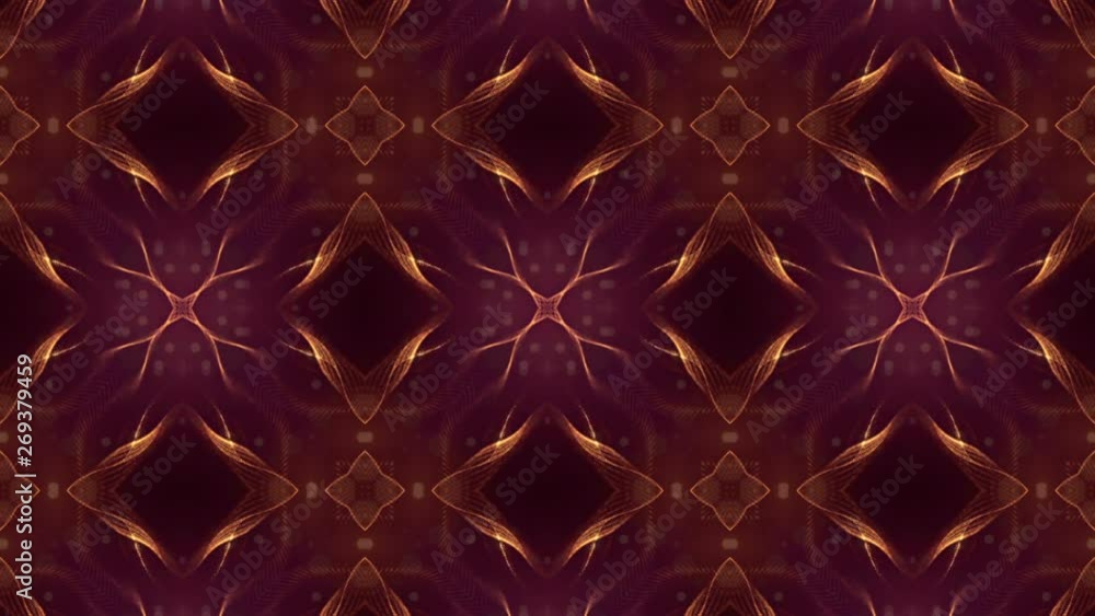 Poster glow particles form sci-fi background. looped 3d animation. golden red symmetrical structures ver 6