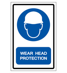 Wear Head Protection Symbol Sign,Vector Illustration, Isolated On White Background Label. EPS10