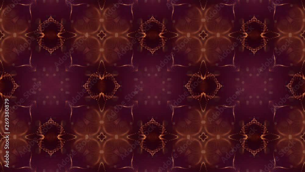 Poster glow particles form sci-fi background. looped 3d animation. golden red symmetrical structures ver 8