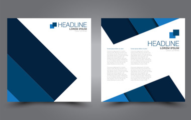 Square flyer design. A cover for brochure.  Website or advertisement banner template. Vector illustration. Blue color.