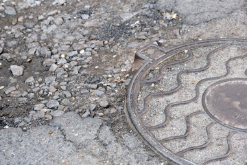 Metal cover of the city sewer