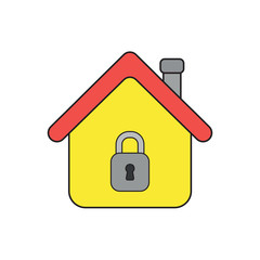 Fototapeta na wymiar Vector icon concept of house with padlock closed.