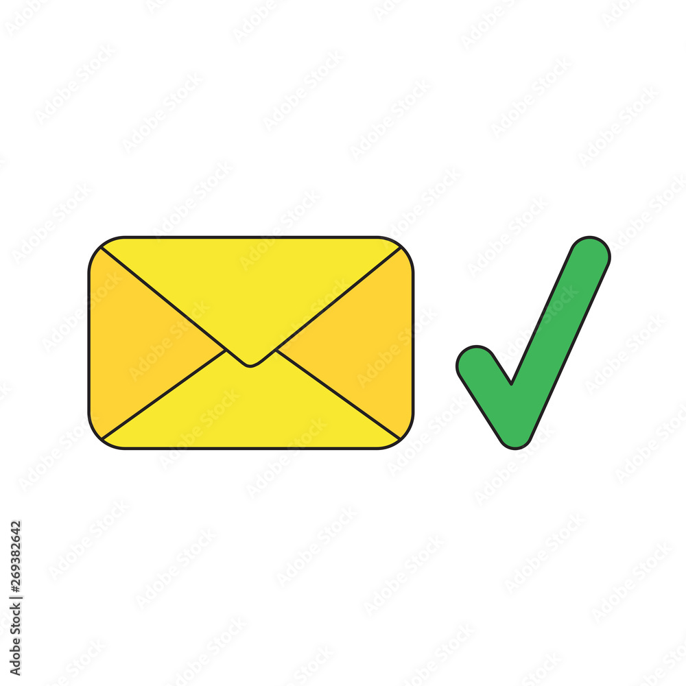 Aufkleber vector icon concept of closed envelope with check mark.