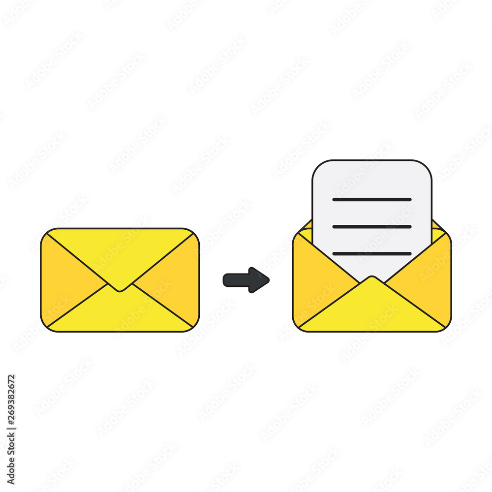 Aufkleber vector icon concept of closed and opened envelope with written paper.