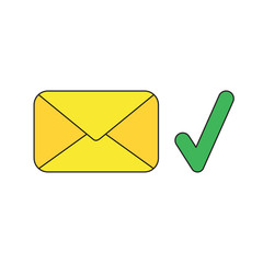 Vector icon concept of closed envelope with check mark.