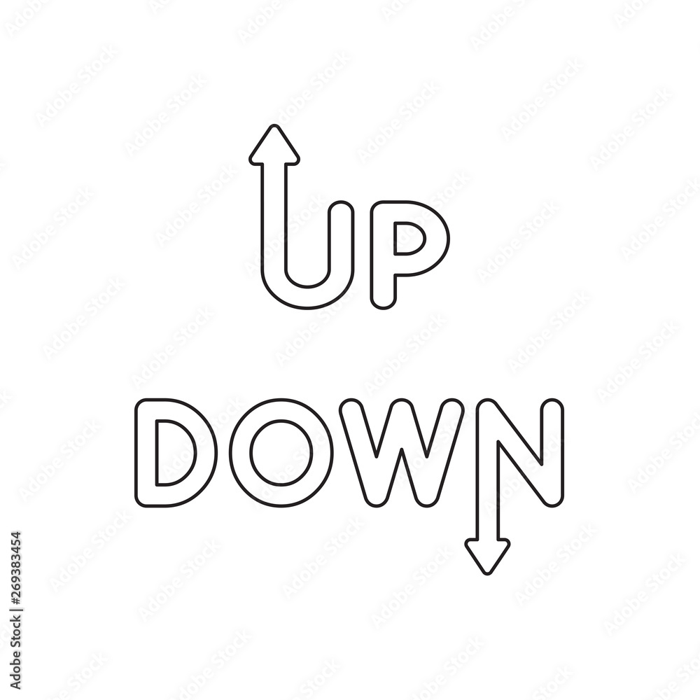 Poster vector icon concept of up and down words with arrow up and down.