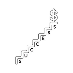Vector icon concept of dollar on top of success stairs.