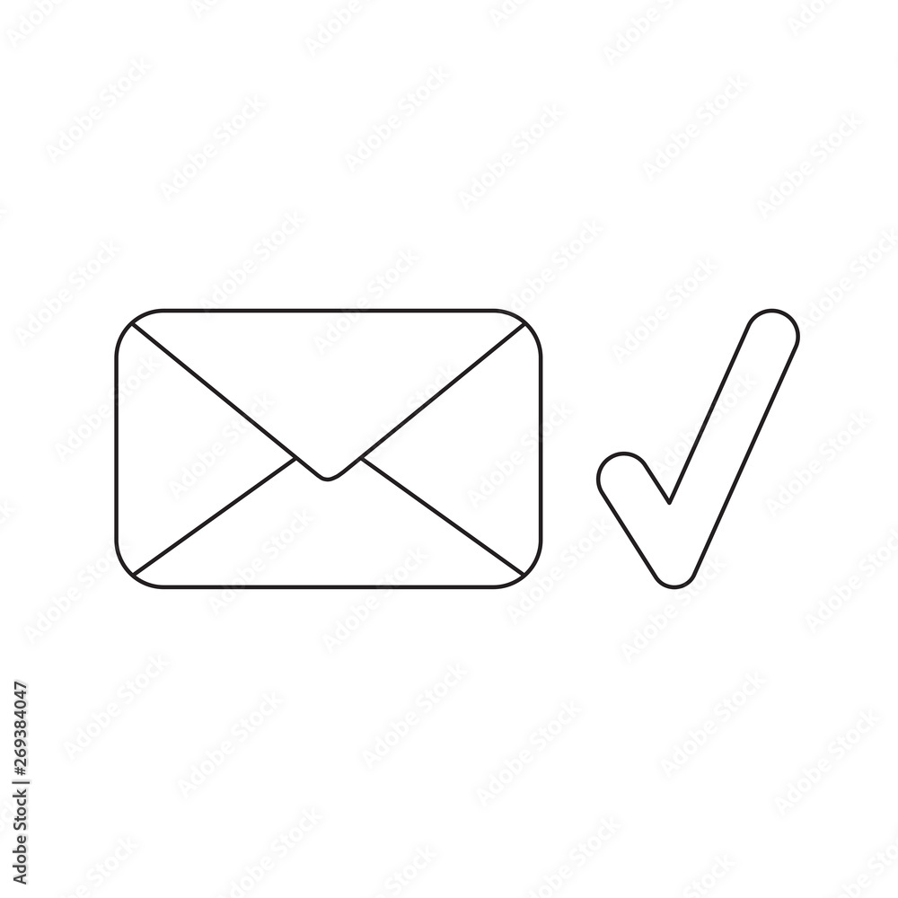 Aufkleber vector icon concept of closed envelope with check mark.