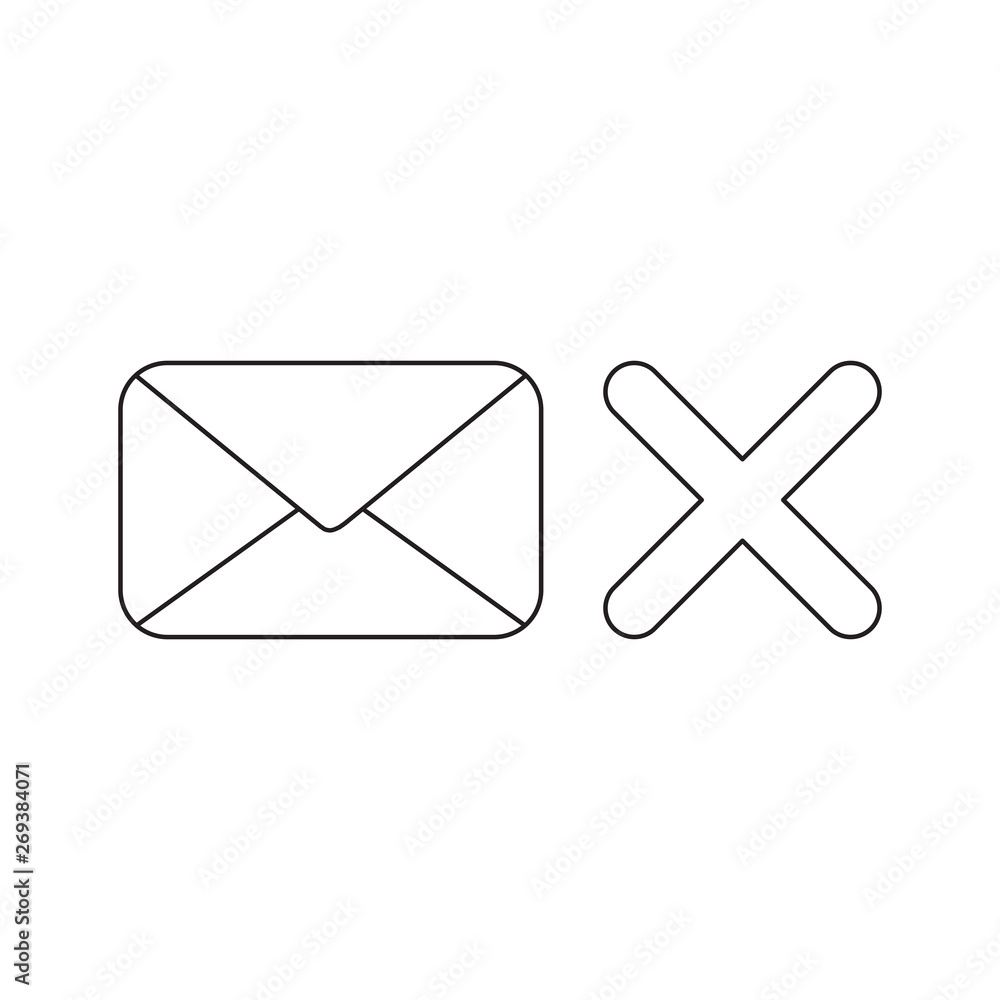 Poster vector icon concept of closed envelope with x mark.