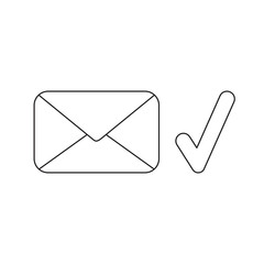 Vector icon concept of closed envelope with check mark.