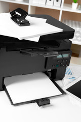 Printer, copier, scanner in office. Workplace.