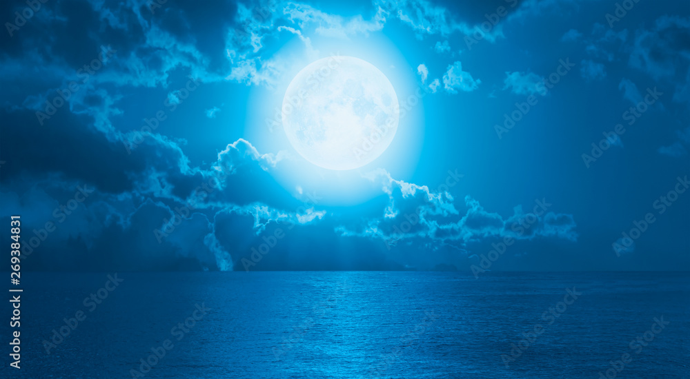 Aufkleber night sky with moon in the clouds 