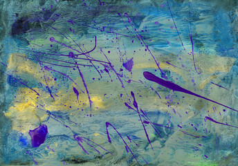 Fototapeta na wymiar Abstract background, hand-painted texture, watercolor painting, splashes, drops of paint, paint smears. Design for backgrounds, wallpapers, covers and packaging.