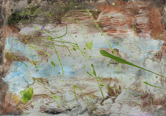 Abstract background, hand-painted texture, watercolor painting, splashes, drops of paint, paint smears. Design for backgrounds, wallpapers, covers and packaging.