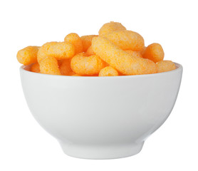 Peanut, corn puffs isolated with white background