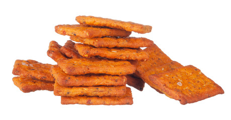 crackers pile on white background