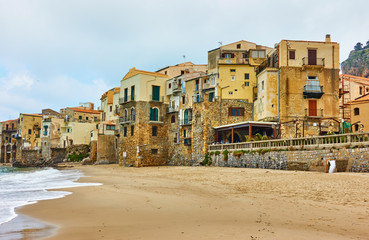 Houses on the beach in Cefalu